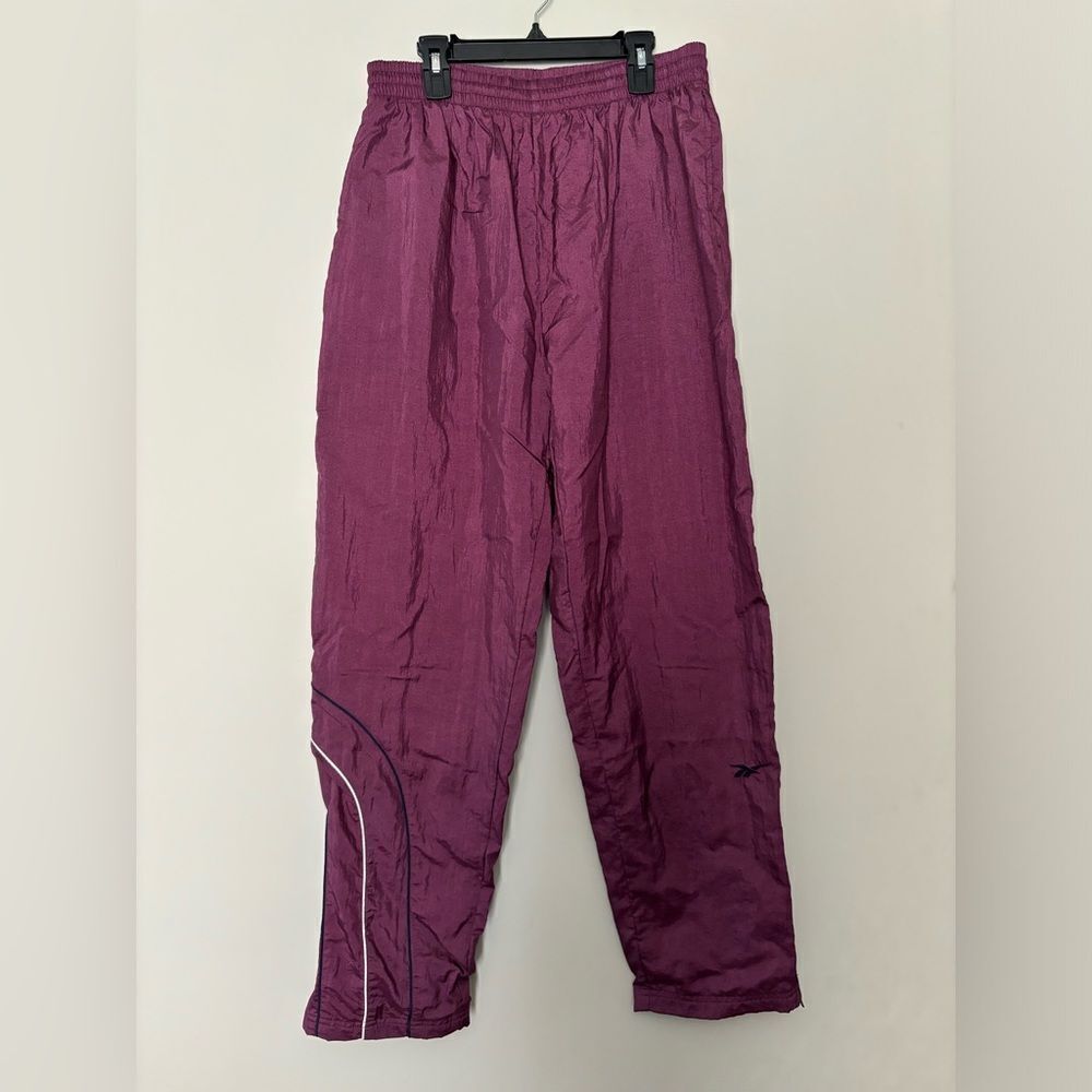 Vintage Reebok 90s Y2K Swish Sweatpants SZ Large Maroon Zip on Bottom Sides